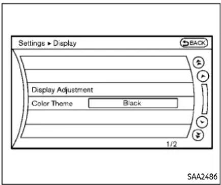 Settings ▶ Display Display Adjustment Color Theme Black 1/2 SAA2486