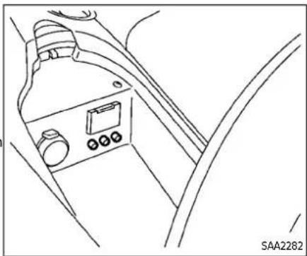 Line drawing of a car interior showing dashboard, air vent, and control panel (no text or symbols)