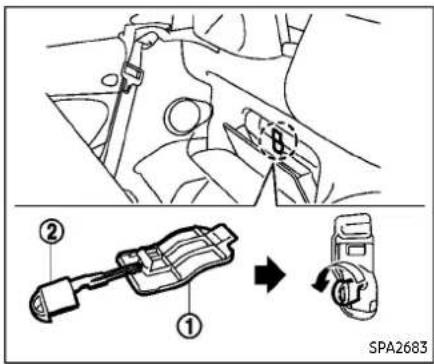 Technical diagram showing engine component assembly with numbered parts and a directional arrow indicating rotation or adjustment.
