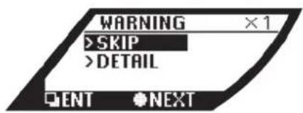 WARNING ×1 >SKIP >DETAIL ENT ➕NEXT