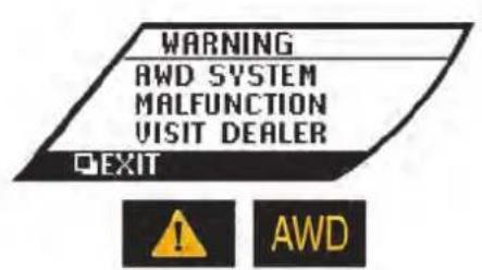 WARNING AWD SYSTEM MALFUNCTION VISIT DEALER EXIT ! AWD