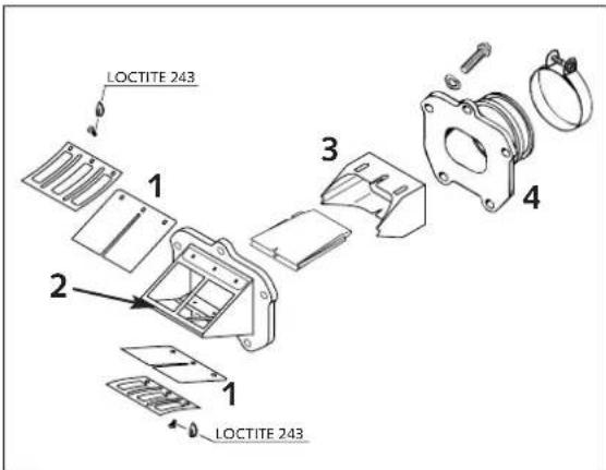 KTM 300 MXC (2002) - Reed valve housing, intake flange - 1