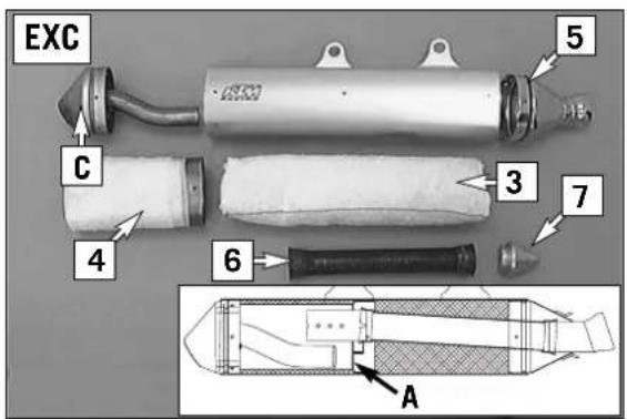 KTM 250 XC-F (2007) - Replacing the glassfiber yarn packing of the silencer \* - 1