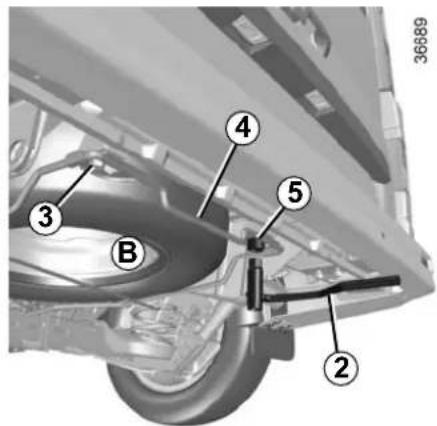 Technical diagram of a car undercarriage with numbered parts labeled 2 to 5