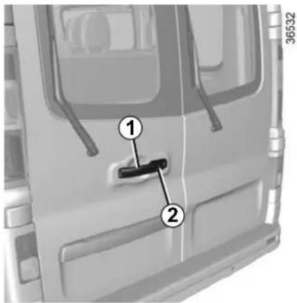 Diagram of a vehicle door panel with numbered parts, likely indicating parts of the door or seat.