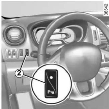 Car interior control panel with labeled parking slot indicator and numbered component