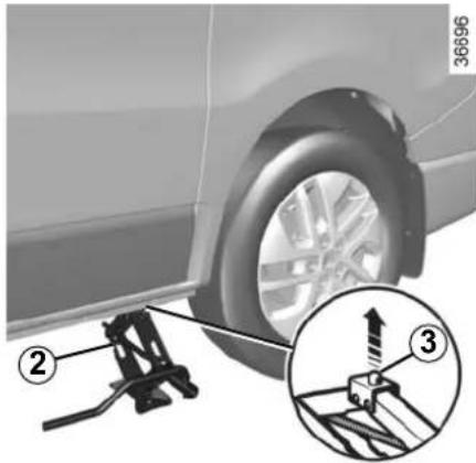 Diagram showing car tire assembly with labeled parts and mechanical component insertion view