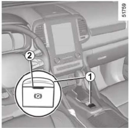 Car interior diagram with labeled parts including a battery and a lock, showing numbered annotations.