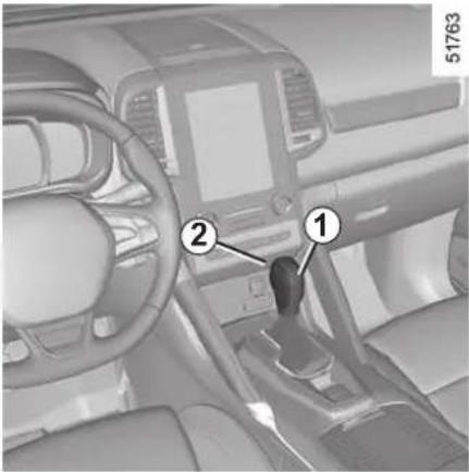 Car interior diagram with numbered annotations pointing to a key component, likely for safety or diagnostic reference.