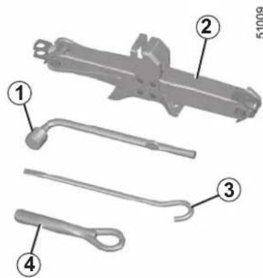 Labeled diagram of four mechanical tools or components, numbered 1 to 4, with part number 51009 shown.