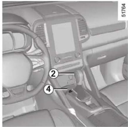 Interior view of a car dashboard with numbered annotations pointing to key components
