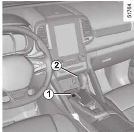 Interior view of a car dashboard with labeled parts, showing steering wheel and dashboard controls