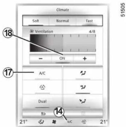 Climate Soft Normal Fast Ventilation 4/8 - ON + A/C Dual 14 21° A/C 21° 51505