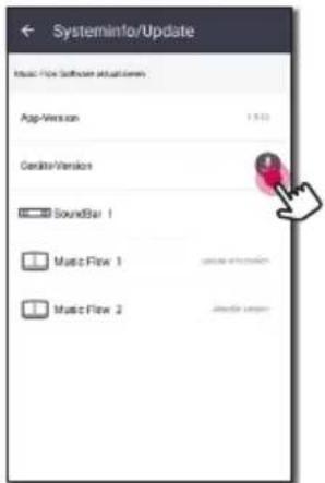 Systeminfo/Update Music Files Software updates App Version 1.5.03 Geritor Version SoundBar 1 Music Flow 1 Music Flow 2