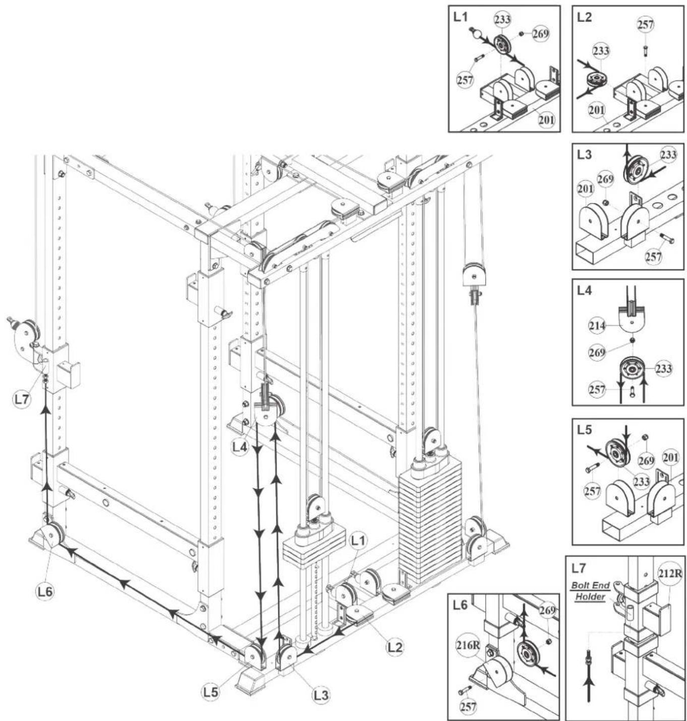 BodyCraft F430 - Step 7: Assembly of the lower cable - 1