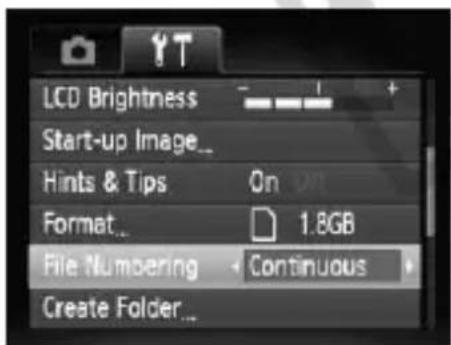 CANON PowerShot SD970 IS - Changing the File Number Assignment - 1
