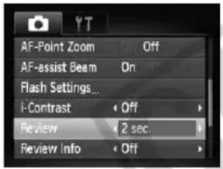 CANON PowerShot SD970 IS - Changing the Image Display Time - 1
