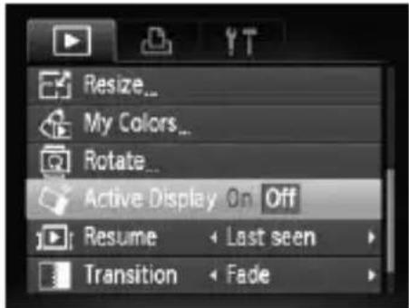 CANON PowerShot SD970 IS - Turning off Active Display - 1