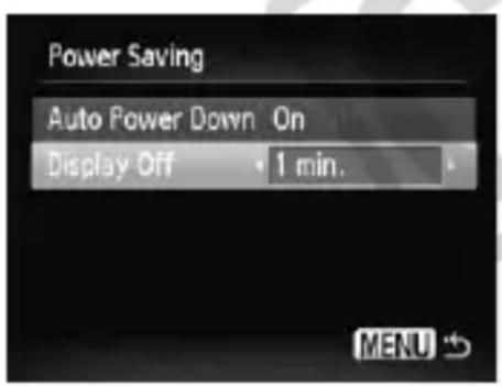 CANON PowerShot SD970 IS - Setting the Screen Shut-Off Time - 1
