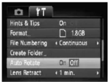 CANON PowerShot SD970 IS - Turning off Auto Rotate - 1