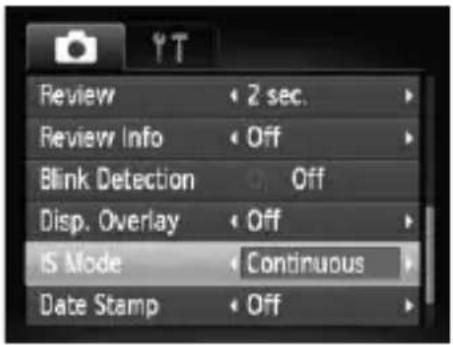 CANON PowerShot SD970 IS - Changing the IS-Mode Settings - 1