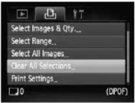 CANON PowerShot SD970 IS - Clearing All Selections - 1
