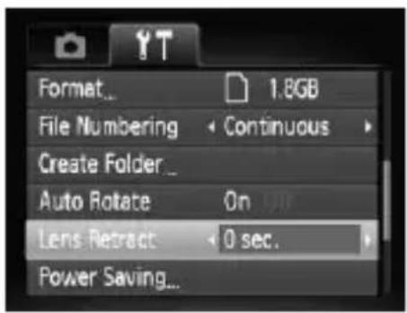 CANON PowerShot SD970 IS - Changing the Lens Retract Time - 1