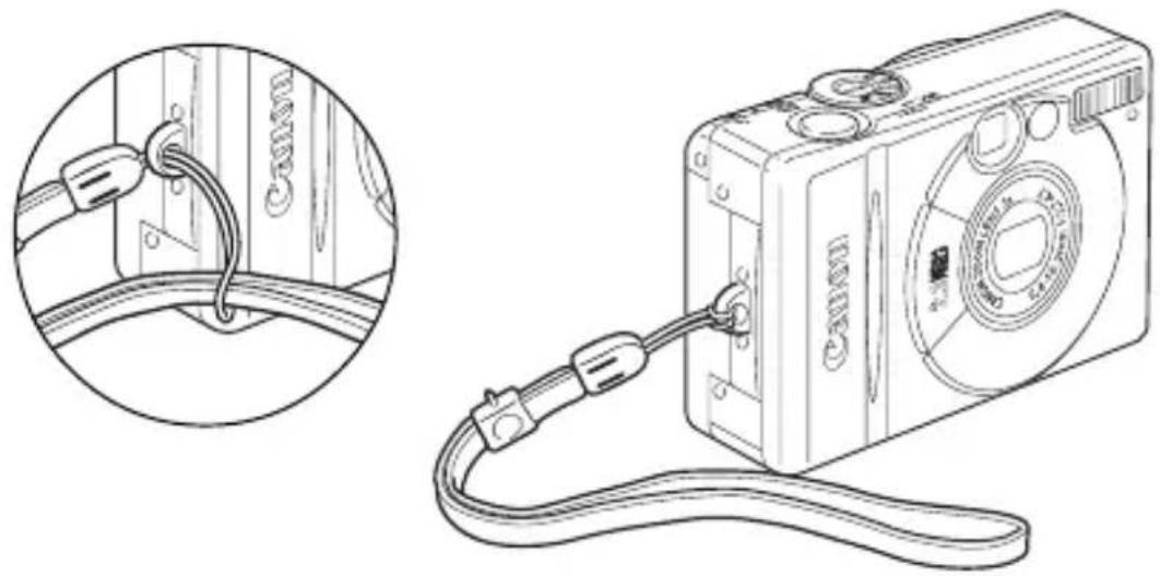 CANON PowerShot S300 - Attaching the Wrist Strap - 1