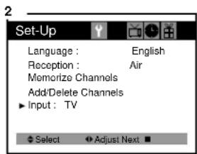 Curtis Mathes CM13102 - Changing the TV's Input - 2