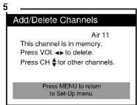 Curtis Mathes CM13102 - Adding/Deleting a channel to memory - 5