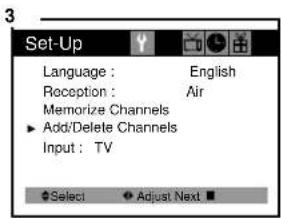 Curtis Mathes CM13102 - Adding/Deleting a channel to memory - 3