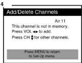 Curtis Mathes CM13102 - Adding/Deleting a channel to memory - 4