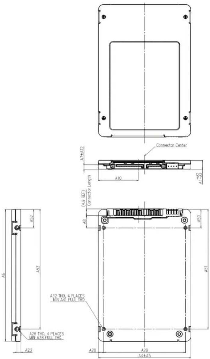 Connector Center A1±A12 A10 (4.9 REF) Connector Length A52 A53 A8 A50 A51 A26 THD, 4 PLACES MIN A41 FULL THD A32 THD, 4 PLACES MIN A41 FULL THD A26 THD, 4 PLACES MIN A38 FULL THD A28 A29 A4±A5