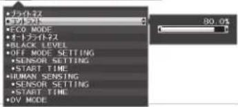 FLUT2 FLUT ECO MODE オートラクトス BLACK LEVEL OFF MODE SETTING SENSOR SETTING START TIME HUMAN SENSING SENSOR SETTING START TIME OV MODE