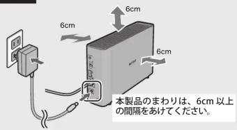本製品のまわりは、6cm以上の間隔をあけてください。