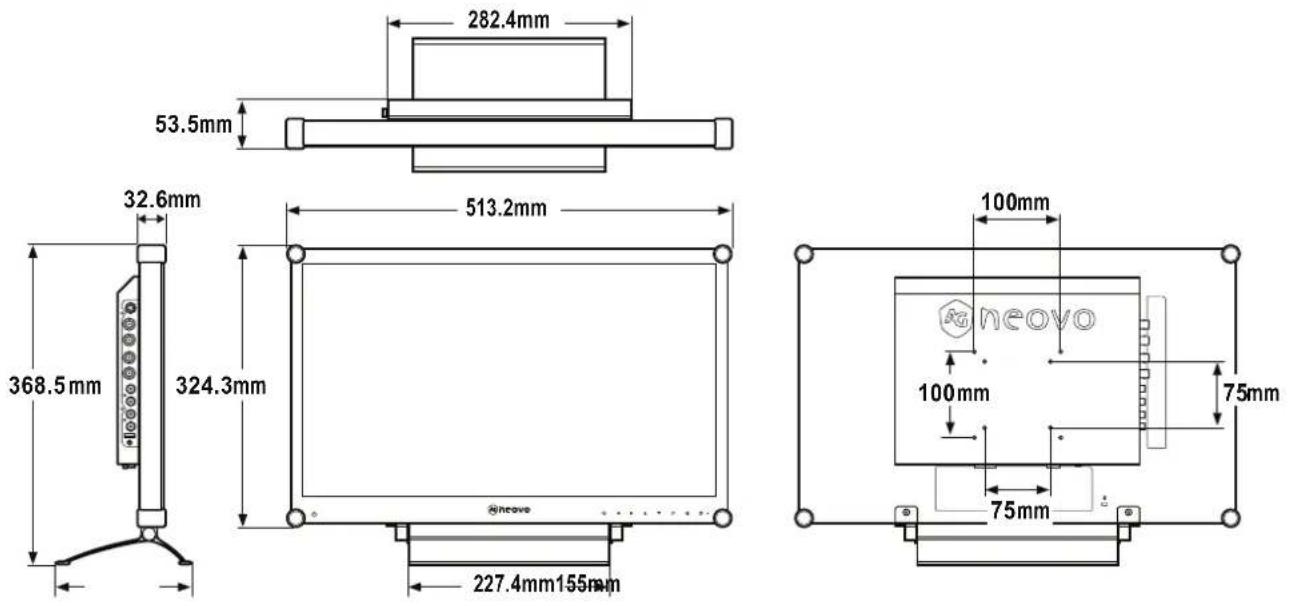 AG Neovo RX-24E - RX-22E Dimensions - 1