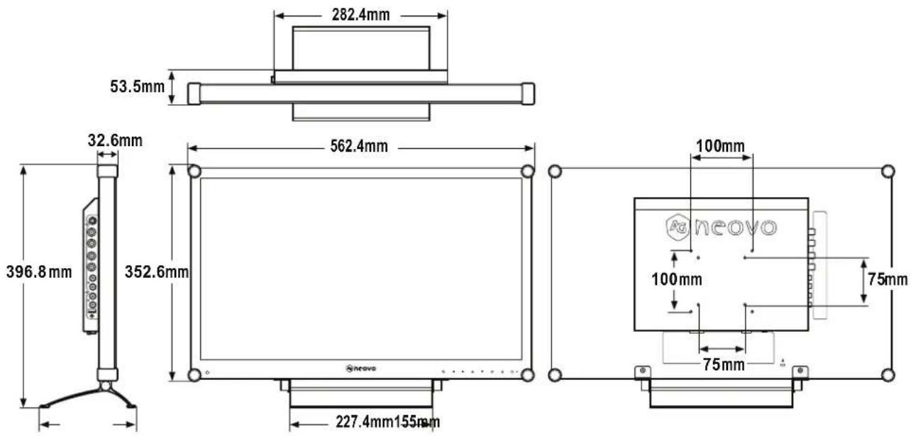 AG Neovo RX-24E - RX-24E Dimensions - 1
