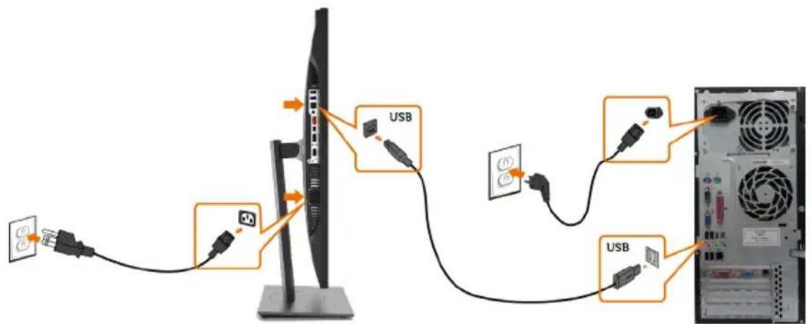 DELL UltraSharp U2417HWh - Connecting the USB cable - 1