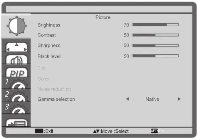 AG Neovo QD-84 - Picture menu - 1