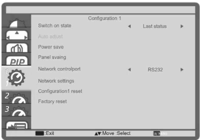 AG Neovo QD-84 - Configuration1 menu - 1