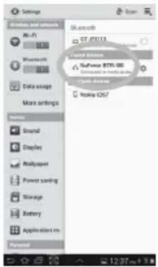 Settings Bluetooth and network Wi-Fi Bluetooth Data scale More settings Sound Display Multipaper Power scaling Storage Battery Applied onto Connected Bluetooth GT-01113 Connected devices NuPower 875.00 Connected to wireless ports USB devices Nokia G267