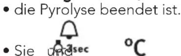 • die Pyrolyse beendet ist. • Sie und °C