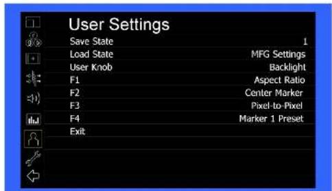 Marshall Electronics V-LCD101MD-3G - User Settings Submenu - 1