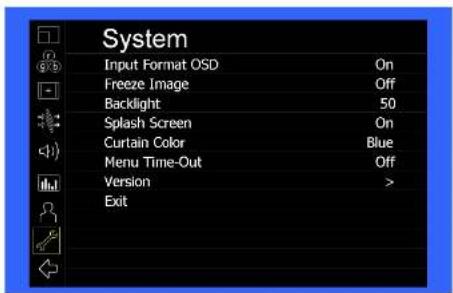 Marshall Electronics V-LCD101MD-3G - System Submenu - 1