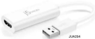 White USB connector with network ports and a U-shaped cable, labeled JUA254 (no text on device body)