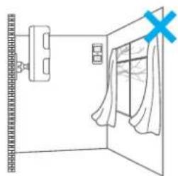 Simple line drawing of a door with a hanging door and curtains, no text or symbols present