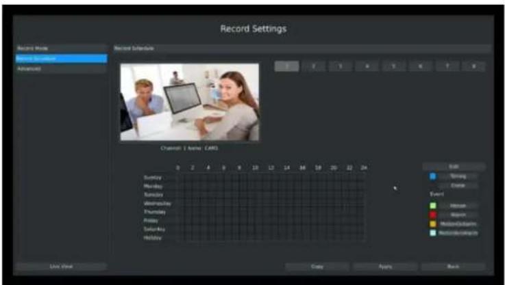 Milesight MS-N5016-UT - Method2.Set record schedule by drag the mouse - 1