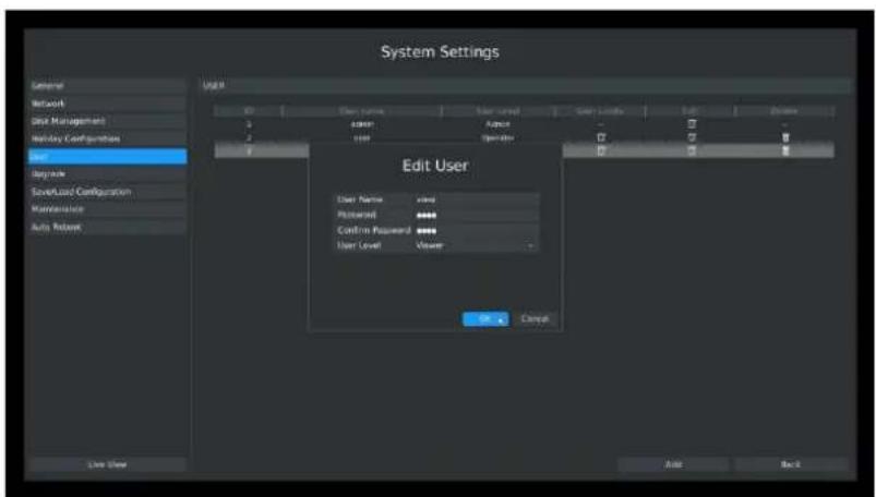 Milesight MS-N5016-UT - Step4. Click to edit a user. - 1