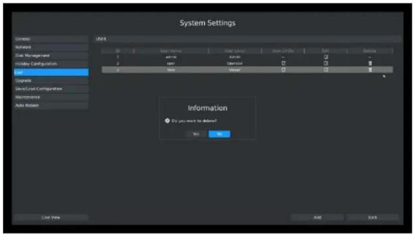 Milesight MS-N5016-UT - Step3. Click to delete a user. - 1