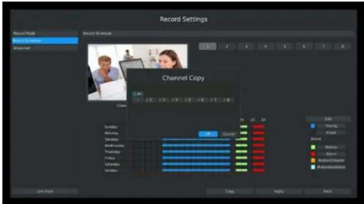 Milesight MS-N5016-UT - Step6. Copy the recording settings to other channels - 1